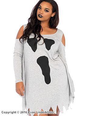 Kvinnelig spøkelse, kostyme-kjole, kappe, off-shoulder, XL til 4XL